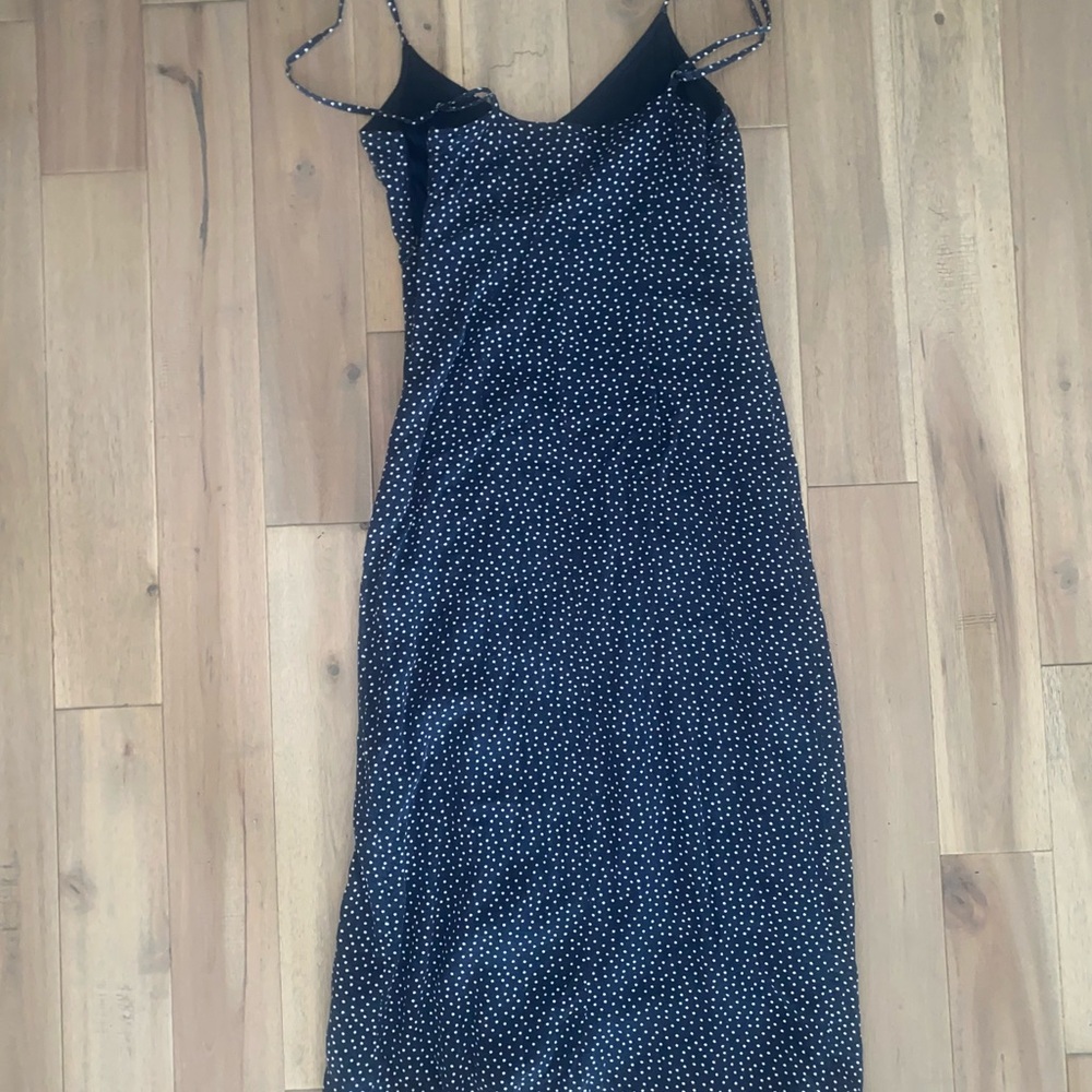 Abercrombie & Fitch Black and White Polka Dot Midi Dress